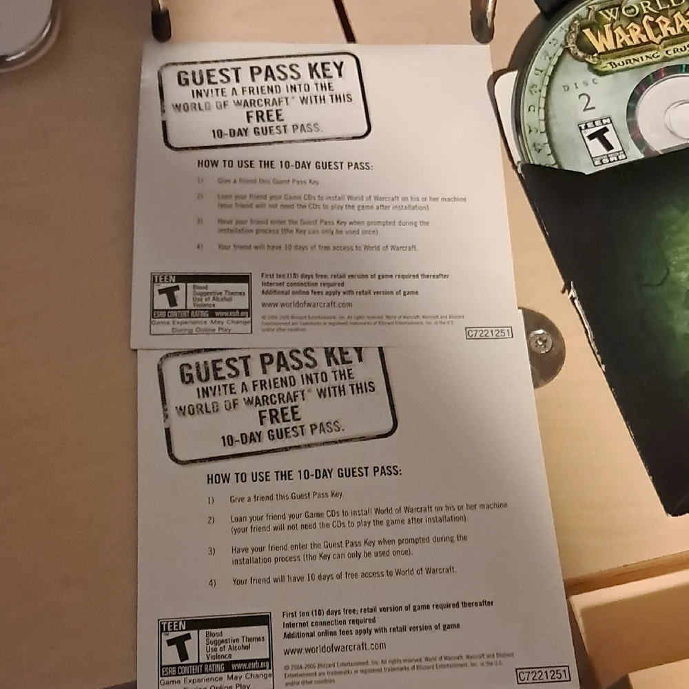 World of Warcraft Game Set with Guest Passes